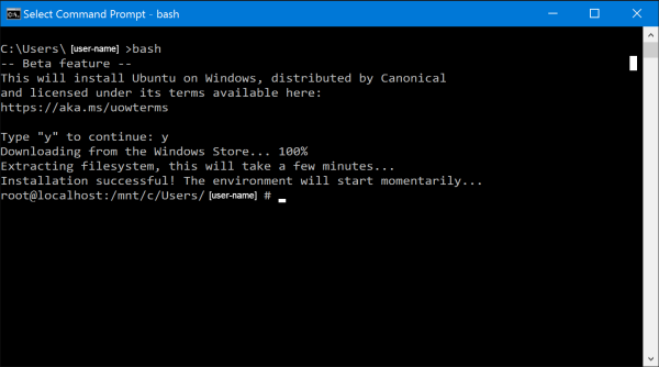 Ubuntu bash on Windows 10